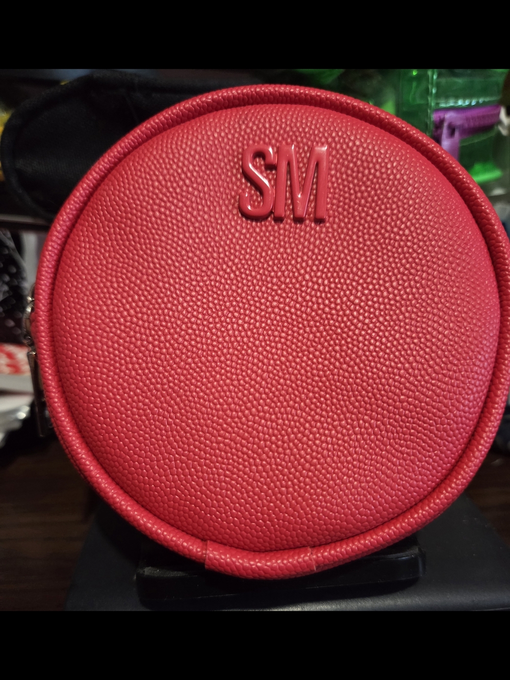Steve Madden Red Textured Zip Coin Pouch with Branded Pull